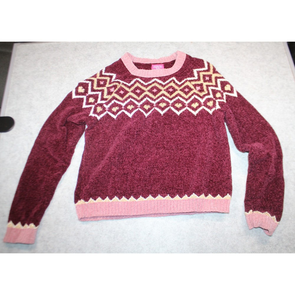 Girls Zunie girl long sleeve sweater size XL 14/16 burgundy pink NWT